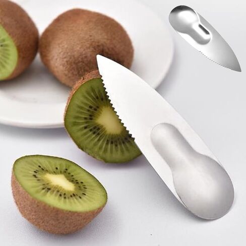 2 Pack Kiwi Spoon Knife, 2-in-1 Stainless Steel Fruit Cutter & Peeler - Multi-Use Kitchen & Travel Utensil in Saudi Arabia