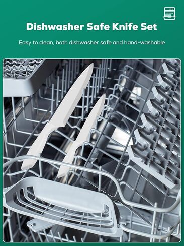 Knife Set, D.Perlla 16 Pieces White Kitchen Knife Set with Acrylic Stand, High Carbon Stainless Steel, Non Stick Coated Knife Block Set, No Rust, Non Slip Handle, Sharp Knife in Saudi Arabia