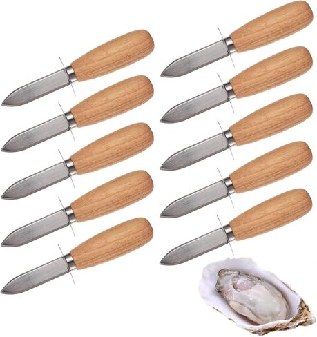 DOMG 10Pcs Oyster Clam Shucking Knife Opener with Wooden Handle in Saudi Arabia