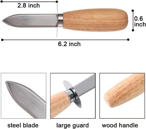 DOMG 10Pcs Oyster Clam Shucking Knife Opener with Wooden Handle in Saudi Arabia
