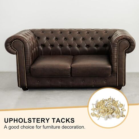 uxcell 50Pcs Upholstery Tacks, 7/16" x 11/16" Vintage Flower Head Furniture Upholstery Nails Decorative Thumb Tacks Pins for Sofa Chair Bed, Gold/White in Saudi Arabia