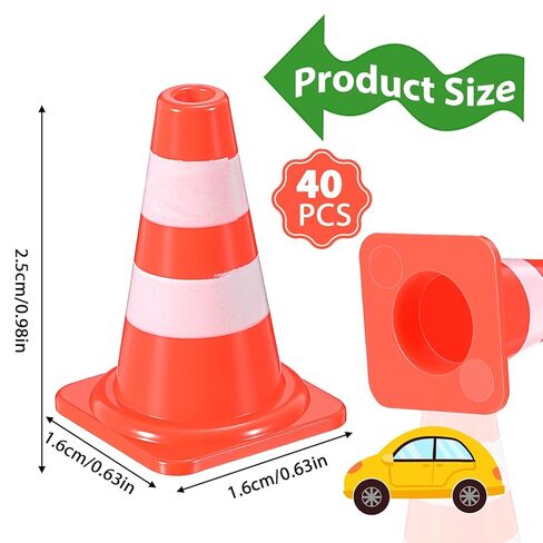 Nogeqi 40PCS Mini Traffic Cones, Small Orange Cones, 0.95in Roadblock Plastic Cone Traffic Signs for Micro Landscape Sand Table Engineering Construction Road Cone Model (Orange) in Saudi Arabia