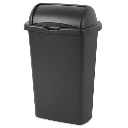 Kitchen Trash Can, 13 Gallon Plastic Garbage Bin with Roll Top Lid, Black in Saudi Arabia