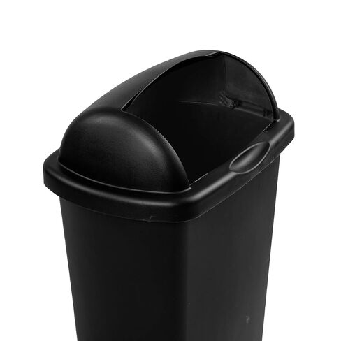 Kitchen Trash Can, 13 Gallon Plastic Garbage Bin with Roll Top Lid, Black in Saudi Arabia