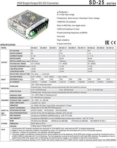 SD-25C-24 Input 36~75V DC to 24V 1.1A DC-DC Converter Switching Power Supply 48V to 25W in Saudi Arabia