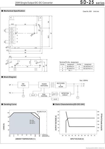 SD-25C-24 Input 36~75V DC to 24V 1.1A DC-DC Converter Switching Power Supply 48V to 25W in Saudi Arabia