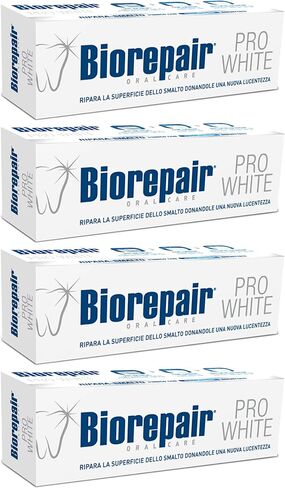 Biorepair: "Pro White" Whitening Toothpaste with microRepair - 2.5 Fluid Ounce (75ml) Tubes (Pack of 4) [ Italian Import ] in Saudi Arabia