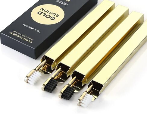 JoyMax Gold Edition Toothbrush Set (4 Pack) Luxury Dense Soft Bristles, Premium Gold Handle, 3200+ Bristles in Saudi Arabia