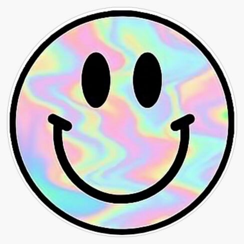 Trippy Holographic Smiley Face Sticker Vinyl Waterproof Sticker Decal Car Laptop Wall Window Bumper Sticker 5" in Saudi Arabia