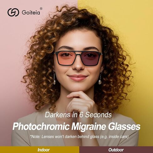 نظارات Goiteia FL-Rose Migraine للحساسية الضوئية، نظارات داخلية وخارجية لحساسية الضوء/رهاب الضوء، حماية من الأشعة فوق البنفسجية 400، مفصلات زنبركية لراحة أفضل in Saudi Arabia