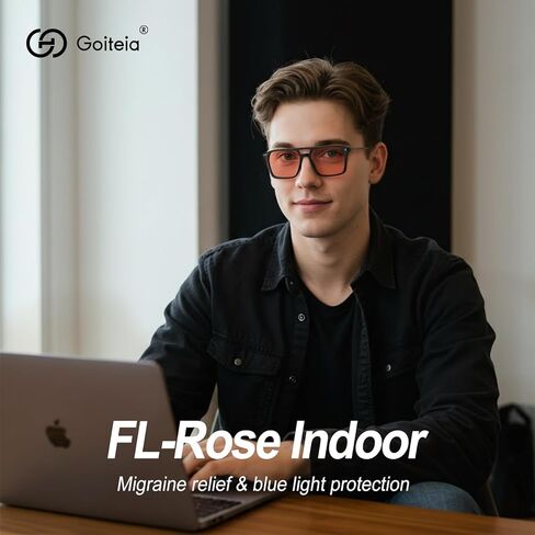 نظارات Goiteia FL-Rose Migraine للحساسية الضوئية، نظارات داخلية وخارجية لحساسية الضوء/رهاب الضوء، حماية من الأشعة فوق البنفسجية 400، مفصلات زنبركية لراحة أفضل in Saudi Arabia