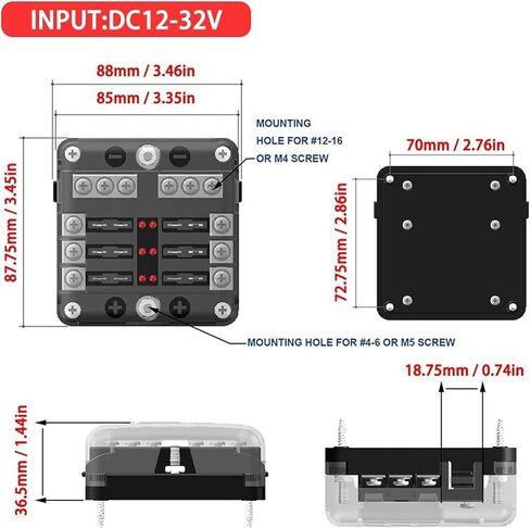Fuse 6 Way Blade Fuse Box & Bus Bar Car Kit with Cover Marine FuseBox Holder 12V/24V for Auto Car Boat Marine Trike in Saudi Arabia