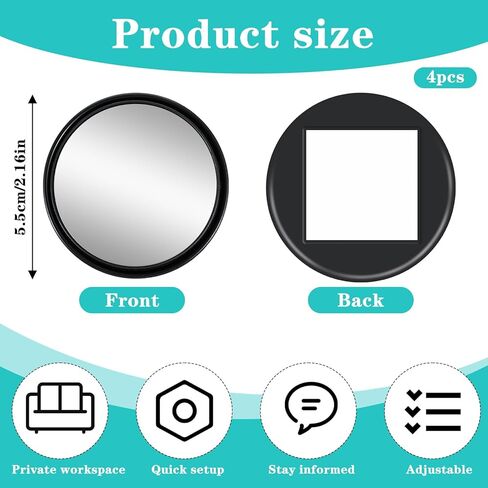 4PCS Cubicle Mirror, 2.3" Adjustable Cubicle Mirror to See Behind You Monitor Mirrors Rear View Convex for Cubicles Walls Open Office Personal Privacy Safety in Saudi Arabia