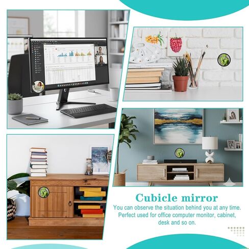 4PCS Cubicle Mirror, 2.3" Adjustable Cubicle Mirror to See Behind You Monitor Mirrors Rear View Convex for Cubicles Walls Open Office Personal Privacy Safety in Saudi Arabia