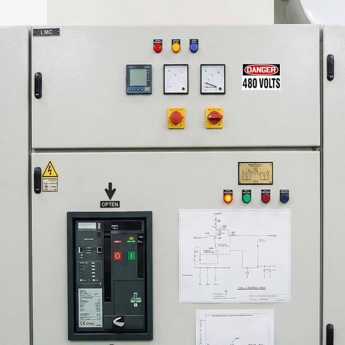 10 قطع من ملصقات Novabright DANGER 480 Volts - ملصقات تحذيرية من الفينيل لاصقة مقاس 5 بوصة × 3.5 بوصة لمكان العمل الصناعي الكهربائي in Kuwait