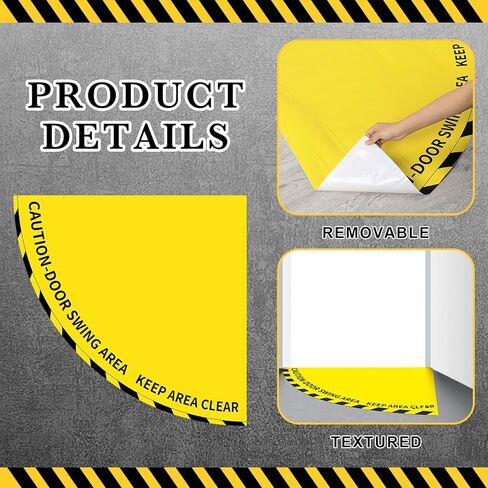 1 Pack Door Swing Caution Floor Sign for Safety Warning Door Swing Area Keep Area Clear Floor Signs Vinyl Non Slip Surface (36 x 36 Inches,Yellow) in Saudi Arabia