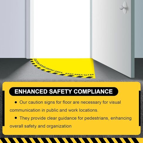 1 Pack Door Swing Caution Floor Sign for Safety Warning Door Swing Area Keep Area Clear Floor Signs Vinyl Non Slip Surface (36 x 36 Inches,Yellow) in Saudi Arabia