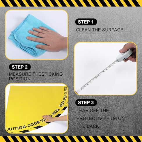 1 Pack Door Swing Caution Floor Sign for Safety Warning Door Swing Area Keep Area Clear Floor Signs Vinyl Non Slip Surface (36 x 36 Inches,Yellow) in Saudi Arabia