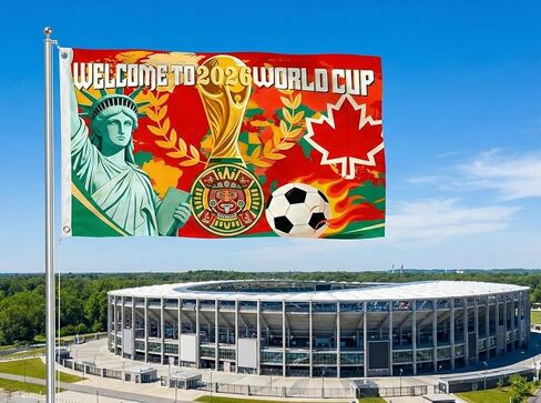 كأس العالم لكرة القدم 2026، علم 2026، بضائع كرة القدم الأمريكية، كندا، المكسيك، 5 × 3 قدم، مرحبًا بك في كأس العالم لكرة القدم 2026، لافتة لحفلات المشاهدة الرياضية وأحداث تجمع المعجبين، 2026، علم الترحيب in Saudi Arabia