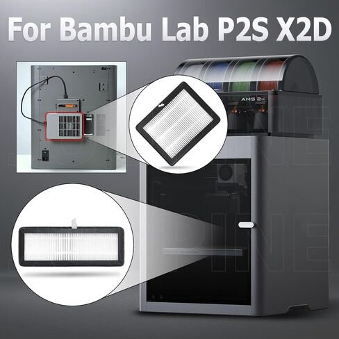 2PK for X2D/P2S Air Filter -1xExhaust Fan Filter + 1xChamber Filter for Bambu Lab X2D P2s Exhaust Fan HEPA+Activated Carbon UFPs & VOC Removal Air Purifier for Bambulab X2D/P2S 3D Printer Accessories in Saudi Arabia