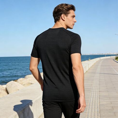 Mens Athletic T-Shirt Short Sleeve Shirt Casual Crew Neck T-Shirts Sports Breathable Lightweight Tops in Saudi Arabia