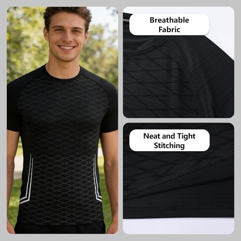Mens Athletic T-Shirt Short Sleeve Shirt Casual Crew Neck T-Shirts Sports Breathable Lightweight Tops in Saudi Arabia
