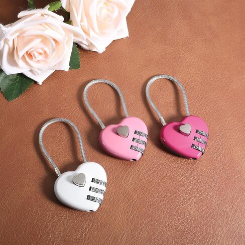 3 PCS Heart Lock, 3 Digit Combination Padlocks Pink Combination Lock for Luggage, Lockers, Backpacks, Jewelry Boxes, Travel & Outdoor Use in Saudi Arabia