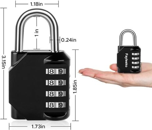 Combination Lock, 4 Digit Combination Padlock for School Gym Sports Locker, Fence, Toolbox, Case, Hasp Cabinet Storage (1 Pack, Black) in Saudi Arabia