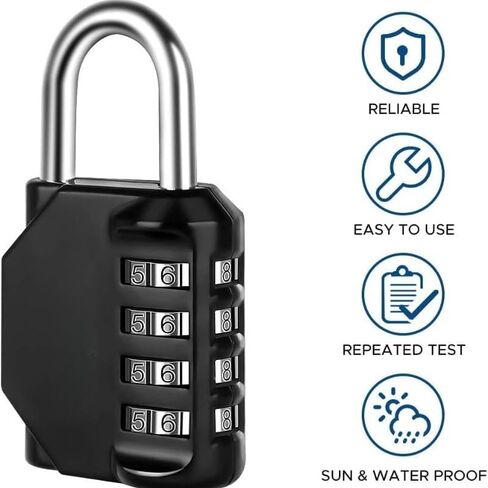 Combination Lock, 4 Digit Combination Padlock for School Gym Sports Locker, Fence, Toolbox, Case, Hasp Cabinet Storage (1 Pack, Black) in Saudi Arabia