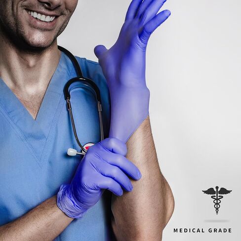 قفازات فحص النتريل الطبية من Medguy، 4.5 مل، خالية من البودرة، خالية من اللاتكس، آمنة للطعام، قفاز واقٍ للاستعمال مرة واحدة، بنفسجي، 1000 قطعة in Kuwait