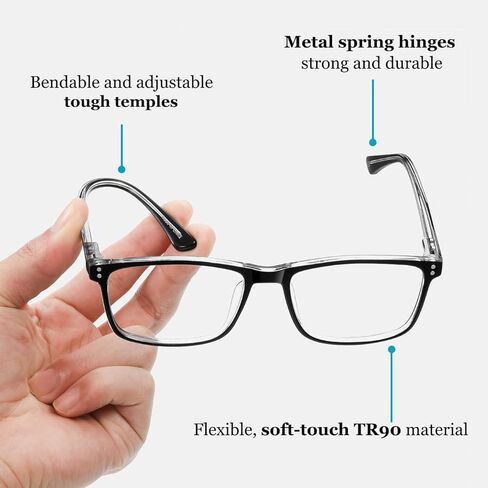 WAUDAR Reading Glasses for Men Women TR90 Frame Metal Spring Hinges Eyeglasses Readers for Men/Women 5 Pack Black 1.75 in Saudi Arabia