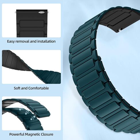 سوار ساعة من السيليكون 20 مم متوافق مع Garmin Forerunner 570 42 مم/Forerunner 165/Vivoactive 6/Vivoactive 5، حزام بديل مغناطيسي لـ Garmin Venu Sq 2/Approach S50/S44 in Kuwait