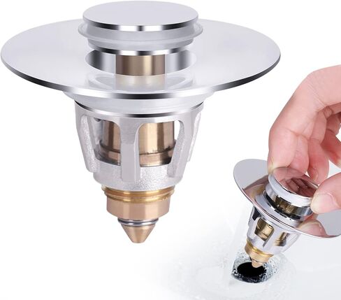 U.S. Standard Bathroom Sink Stopper 1.1"-1.5", Stainless Steel Universal Pop Up Drain Stopper for Bathroom Sink, Universal Drain Filter Drain Plug with Spring Core ​Push Type Converte in Saudi Arabia