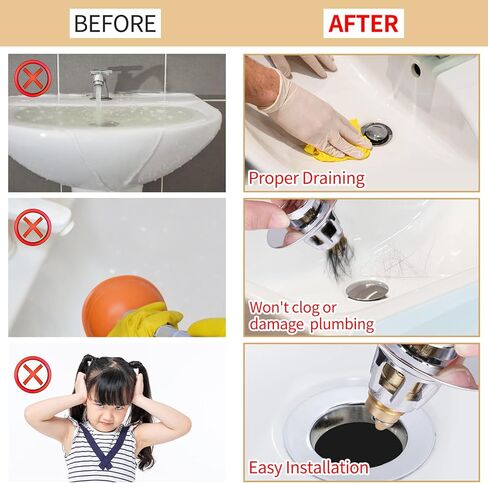 U.S. Standard Bathroom Sink Stopper 1.1"-1.5", Stainless Steel Universal Pop Up Drain Stopper for Bathroom Sink, Universal Drain Filter Drain Plug with Spring Core ​Push Type Converte in Saudi Arabia