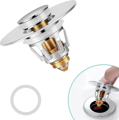 Sink Stopper, Bathroom Sink Drain Strainer with Hair Catcher, for 1.04’’~1.97’’ Drain Hole, Brass Universal Drain Cover, Pop Up Basin Plug in Saudi Arabia