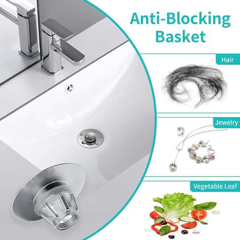 Sink Stopper, Bathroom Sink Drain Strainer with Hair Catcher, for 1.04’’~1.97’’ Drain Hole, Brass Universal Drain Cover, Pop Up Basin Plug in Saudi Arabia