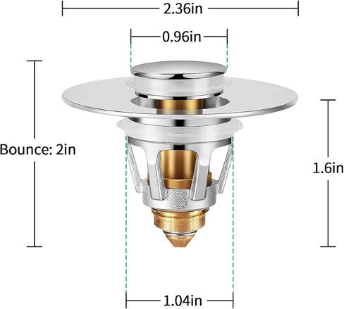 Sink Stopper, Bathroom Sink Drain Strainer with Hair Catcher, for 1.04’’~1.97’’ Drain Hole, Brass Universal Drain Cover, Pop Up Basin Plug in Saudi Arabia