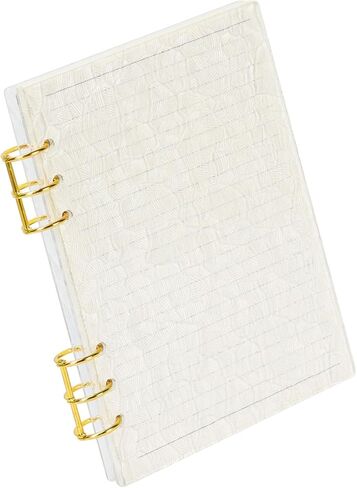 MultiBey A5 Clear Acrylic Binder with Gold Rings, Refillable 6-Ring Notebook Cover Includes 45 Lined Papers, Bark-Grain Planner for Journal, Notes & Budget (A5 Size) in Saudi Arabia