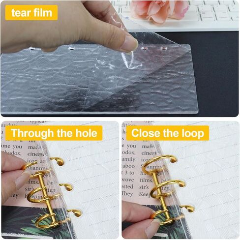 MultiBey A5 Clear Acrylic Binder with Gold Rings, Refillable 6-Ring Notebook Cover Includes 45 Lined Papers, Bark-Grain Planner for Journal, Notes & Budget (A5 Size) in Saudi Arabia