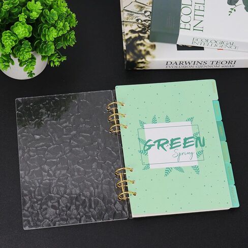 MultiBey A5 Clear Acrylic Binder with Gold Rings, Refillable 6-Ring Notebook Cover Includes 45 Lined Papers, Bark-Grain Planner for Journal, Notes & Budget (A5 Size) in Saudi Arabia