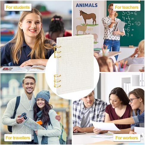 MultiBey A5 Clear Acrylic Binder with Gold Rings, Refillable 6-Ring Notebook Cover Includes 45 Lined Papers, Bark-Grain Planner for Journal, Notes & Budget (A5 Size) in Saudi Arabia