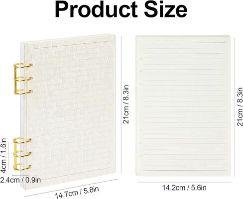 MultiBey A5 Clear Acrylic Binder with Gold Rings, Refillable 6-Ring Notebook Cover Includes 45 Lined Papers, Bark-Grain Planner for Journal, Notes & Budget (A5 Size) in Saudi Arabia