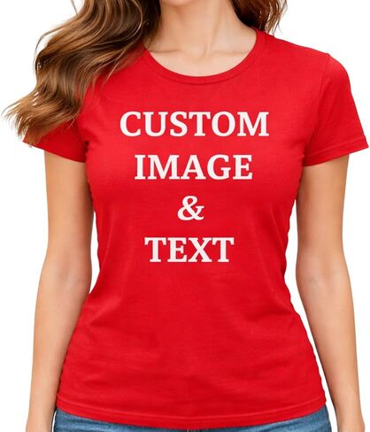 Ladies Customized Fan Tee Shirt, Design Your Own by Uploading Photos, Text, Logos Or Any Design, Custom Gifts in Saudi Arabia
