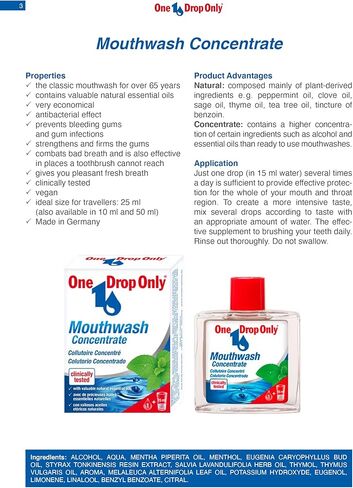 مجموعة One Drop Only للعناية بالفم - غسول الفم المركز 1.69 أونصة سائلة / 50 مل + معجون أسنان مركز 1.69 أونصة سائلة / 50 مل - أعشاب النعناع اليومية - حجم السفر - العلامة التجارية الألمانية للعناية بالفم in Saudi Arabia