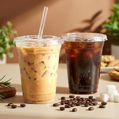 16 oz Clear Plastic Cups with Lids and Straws 100 Pack Iced Coffee Cups with Lids for Smoothie Iced Coffee Disposable Coffee and TO-GO Cups for Cold Drinks, Milkshake, Bubble Tea in Saudi Arabia