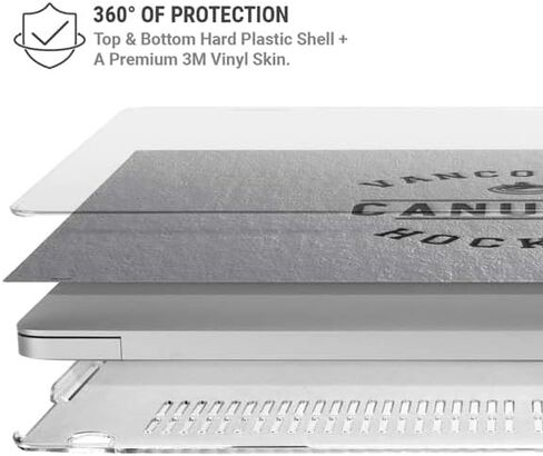 Skinit Case + Skin Compatible with MacBook Air 13in (2020) - Officially Licensed NHL Vancouver Canucks Black Text Design in Saudi Arabia