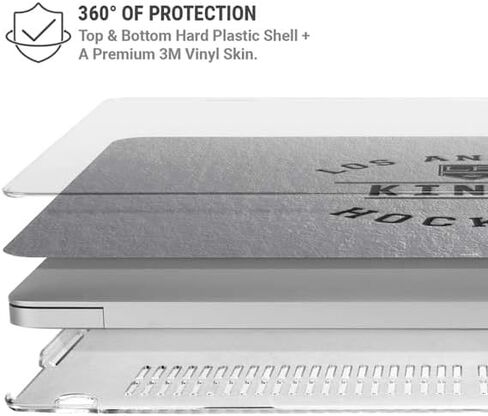 حافظة Skinit + غلاف متوافق مع جهاز MacBook Air 13in (2020) - تصميم نص أسود مرخص رسميًا من NHL Los Angeles Kings in Saudi Arabia