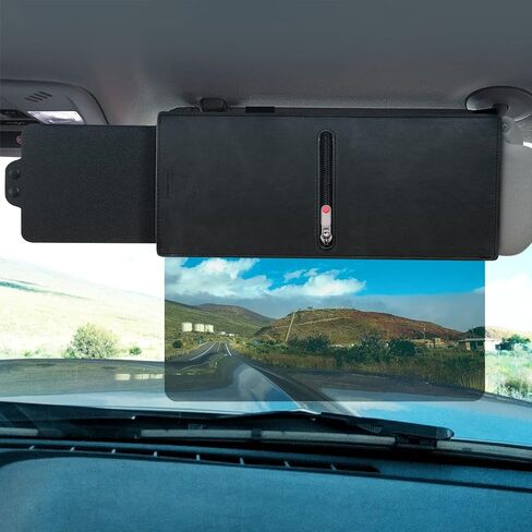 Veharvim Sun Visor Extender for Car with 2 Side Sunshade, Polarized UV400 Visor Extender Attachment for Car Visor with PC Lens,Anti-Glare for Safe Driving in Saudi Arabia