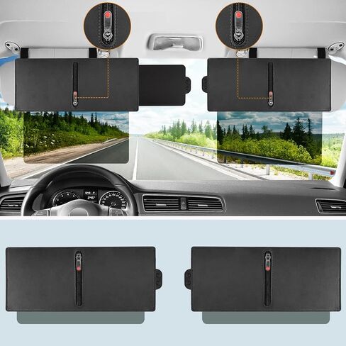 Veharvim Sun Visor Extender for Car with 2 Side Sunshade, Polarized UV400 Visor Extender Attachment for Car Visor with PC Lens,Anti-Glare for Safe Driving in Saudi Arabia