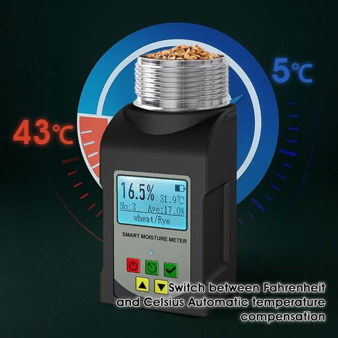 جهاز اختبار رطوبة الحبوب، جهاز قياس الرطوبة بكوب INFURIDER، جهاز قياس رطوبة عالي الدقة لـ 25 حبة مثل حبوب القهوة وحبوب الكاكاو والقمح، أداة قياس درجة الحرارة المحمولة مع تخزين البيانات in Kuwait